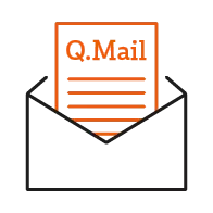 Q.Mail – the Newsletter for Quality Icon: Envelope with a letter, the Q.Mail