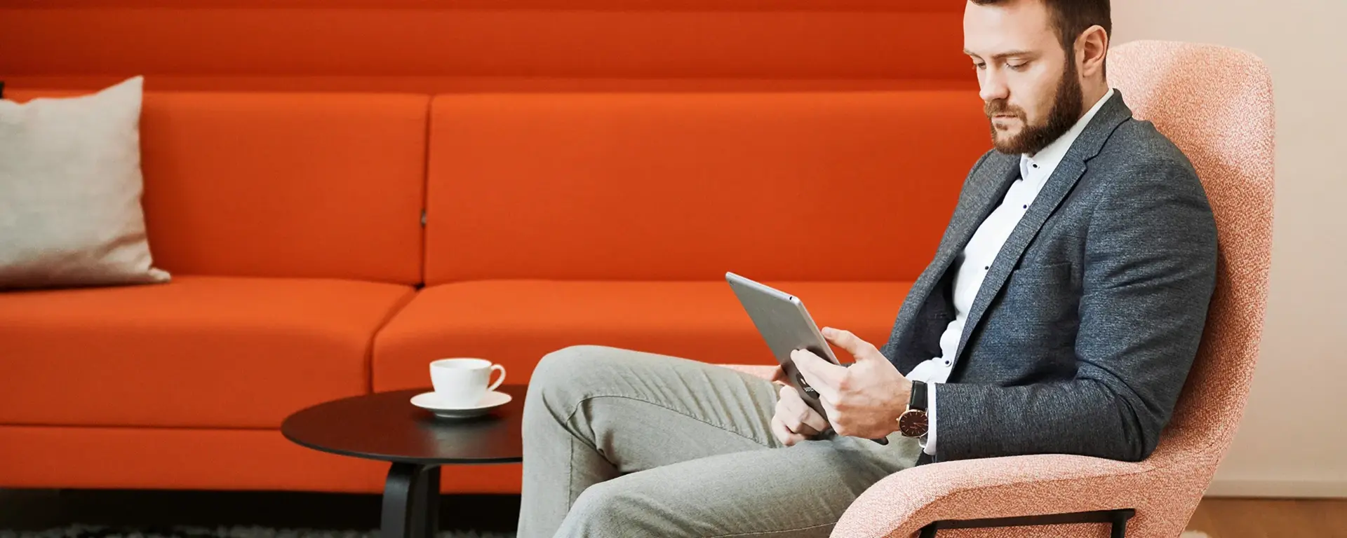 Employee using a tablet as part of digital workflows