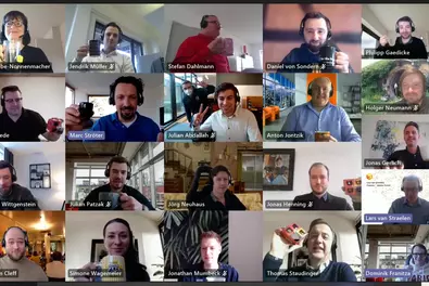 Virtual breakfast at Babtec. Babtec employees at the virtual team breakfast