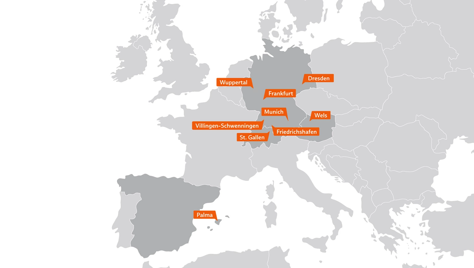Map of Europe with Babtec locations