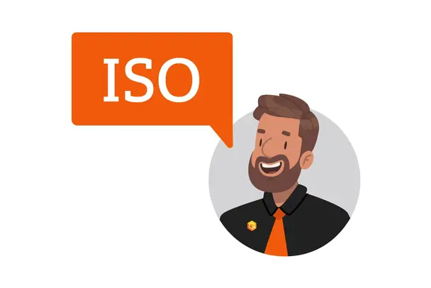 ISO standard A person and a speech bubble with the abbreviation "ISO"