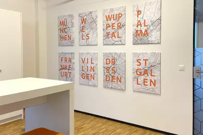 Wall design at the Babtec site in Switzerland