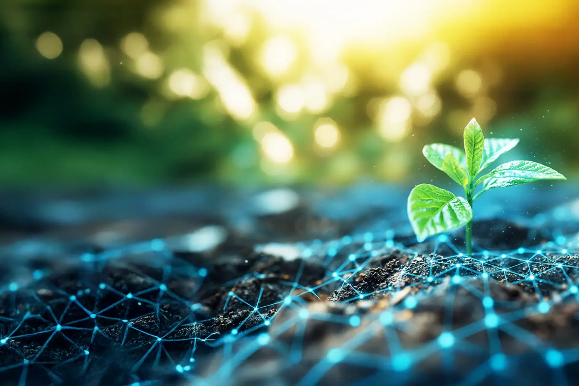 A plant grows out of the ground