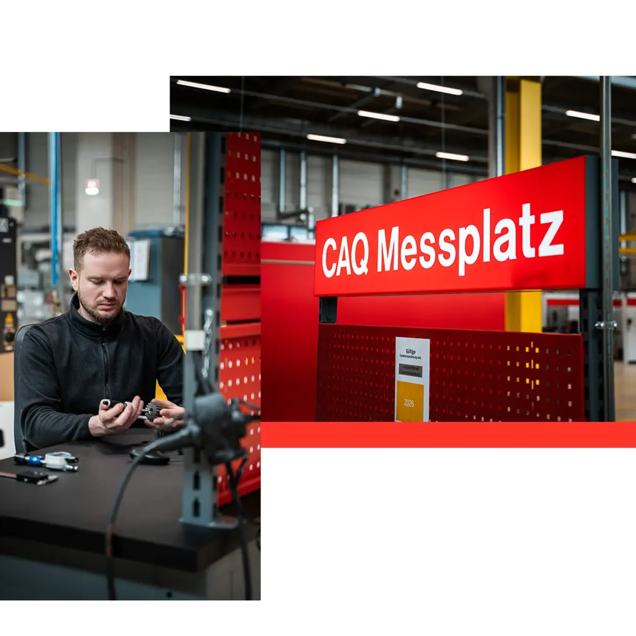 Case Study: Barmag Employee performing production inspection at a CAQ workstation at Barmag GmbH & Co. KG