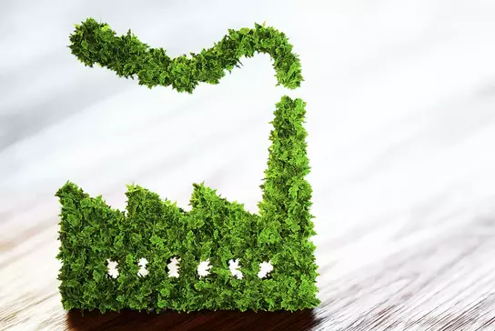 A factory building made of plants