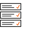 Icon: Three modules with text and checkbox