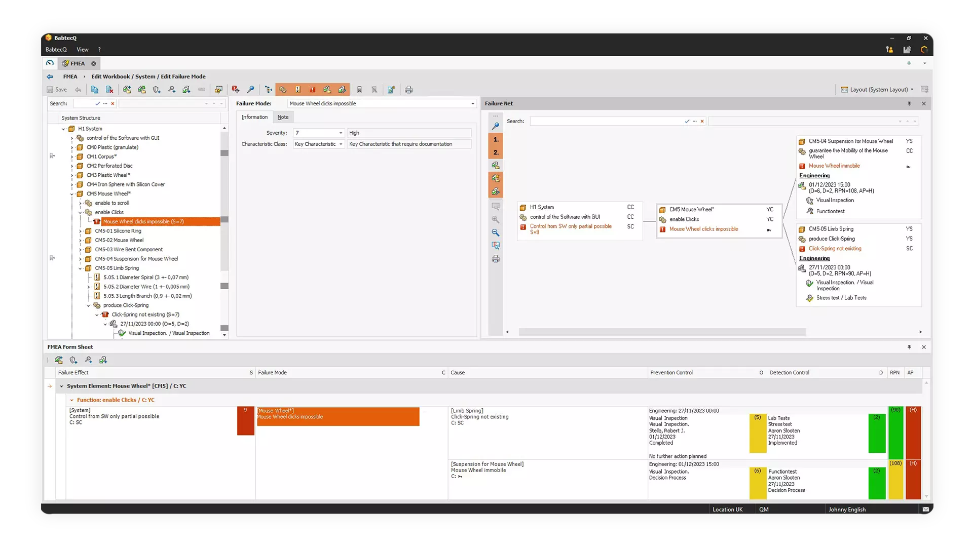 Screenshot: Design and process FMEAs