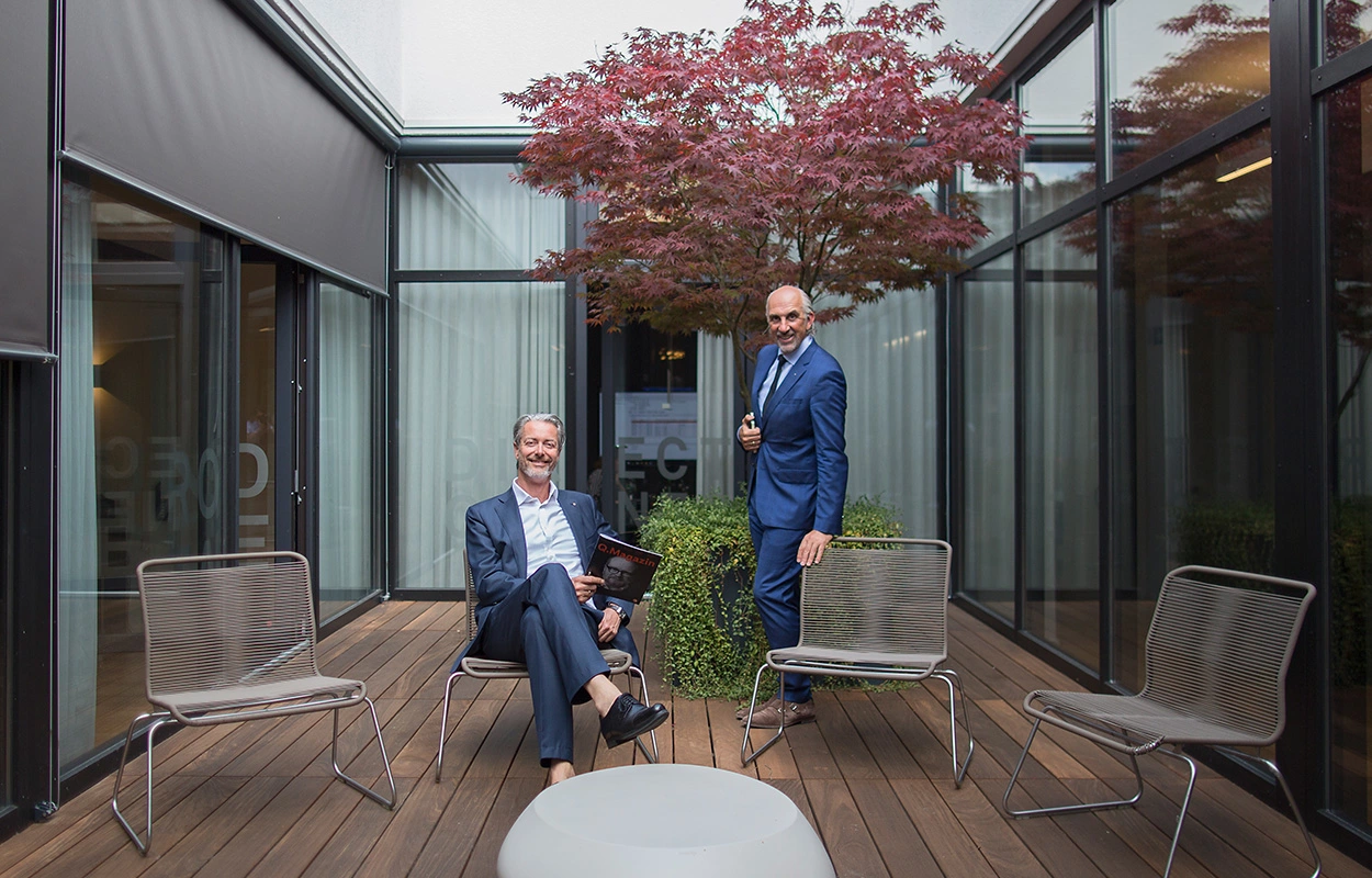 The managing directors of Babtec Informationssysteme GmbH Michael Flunkert and Waios Kastanis