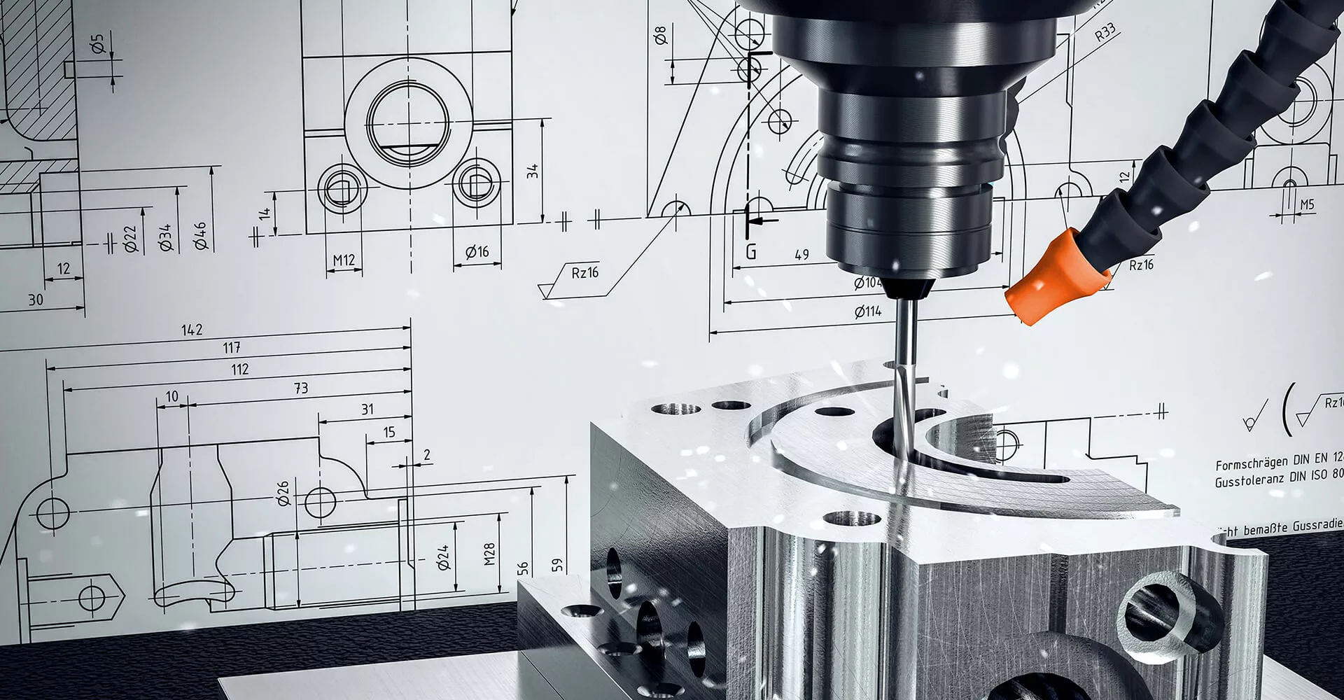 A metal product is milled out