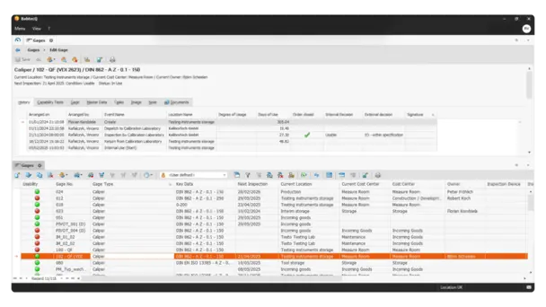 Gage Management in BabtecQ: Gage history Gage Management in the QM software BabtecQ: Gage history